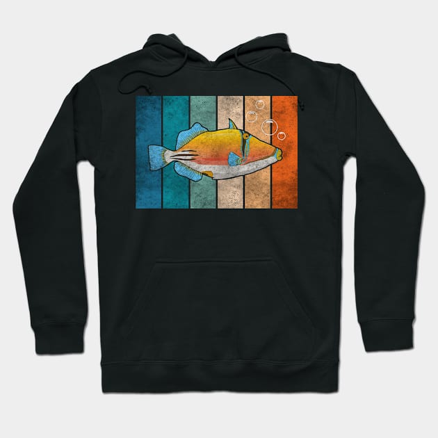 Retro Humuhumunukunukuapua'a Hawaiian Reef Triggerfish Hoodie by Alex21